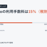 Kibidangoの利用手数料が10%から15%へ改定された時点を示したタイムライン図