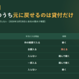5つの手を比べた表の図。契約者貸付は枠の範囲で現金が入り保障は続き戻せる、解約は全額入るが保障が消えて戻せない、払済と減額は保障が縮んで戻せない、保険料の自動貸付は現金が入らず戻せる
