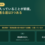 セーフティネット保証5号の判定を分岐で示したアイキャッチ。細分類が経済産業大臣の指定する業種に載っているかを前提に、イは売上高5パーセント以上の減少、ロは原油等の仕入単価20パーセント以上の上昇など、ハは売上高営業利益率20パーセント以上の減少と3つに分かれている