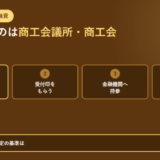 商工会議所・商工会へ申込、受付印をもらう、金融機関へ持参、保証承諾から融資実行という4つのステップを番号付きで並べ、利率は全期間固定で改定の基準は融資実行日であることを示したアイキャッチ