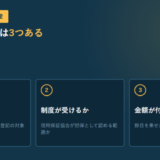登記できるか、制度が受けるか、金額が付くかの3つを番号付きのカードで並べたアイキャッチ